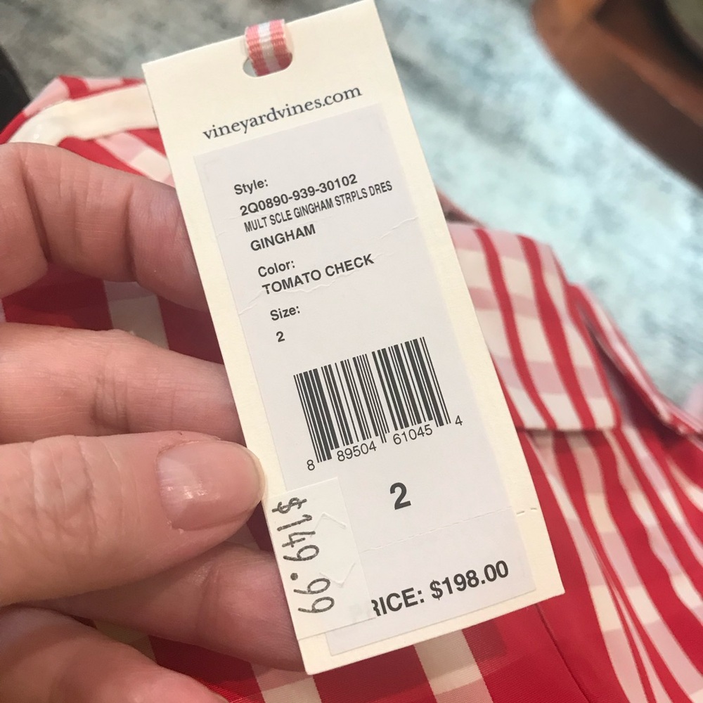 New VINEYARD VINES Multi Scale Gingham Strapless DRESS NWT - Picture 15 of 15